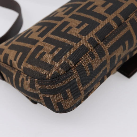 FENDI Zucca Canvas Mamma Baguette Shoulder Bag Brown Silver Auth BA14998SAV