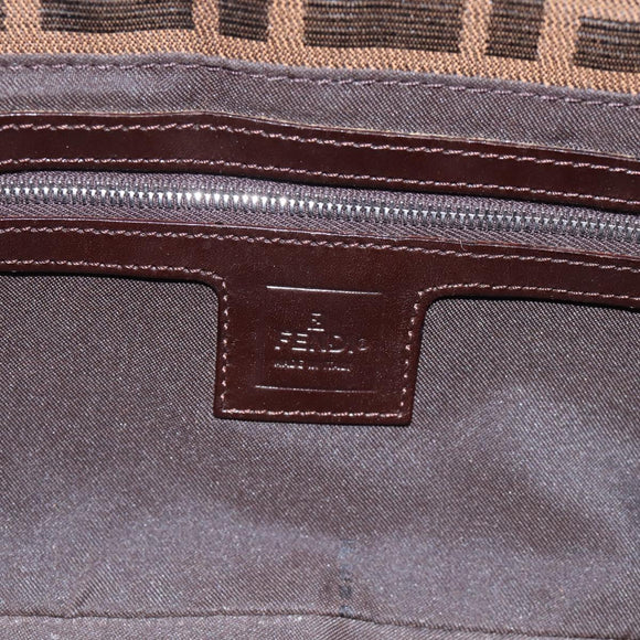 FENDI Zucca Canvas Mamma Baguette Shoulder Bag Brown Silver Auth BA14998SAV