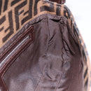 FENDI Zucca Canvas Mamma Baguette Shoulder Bag Brown Silver Auth BA14998SAV-17