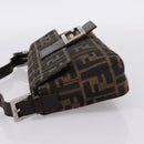 FENDI Zucca Canvas Mamma Baguette Shoulder Bag Brown Silver Auth BA14998SAV-4