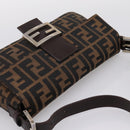 FENDI Zucca Canvas Mamma Baguette Shoulder Bag Brown Silver Auth BA14998SAV-6