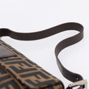 FENDI Zucca Canvas Mamma Baguette Shoulder Bag Brown Silver Auth BA14998SAV-8
