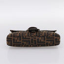 FENDI Zucca Canvas Mamma Baguette Shoulder Bag Brown Silver Auth BA14998SAV-9
