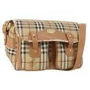 Burberrys Nova Check Shoulder Bag PVC Leather Beige Gold Tone Auth BA14999-1