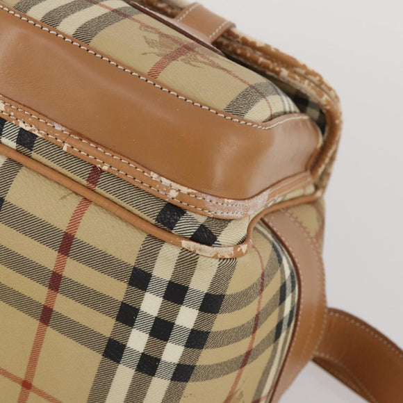 Burberrys Nova Check Shoulder Bag PVC Leather Beige Gold Tone Auth BA14999