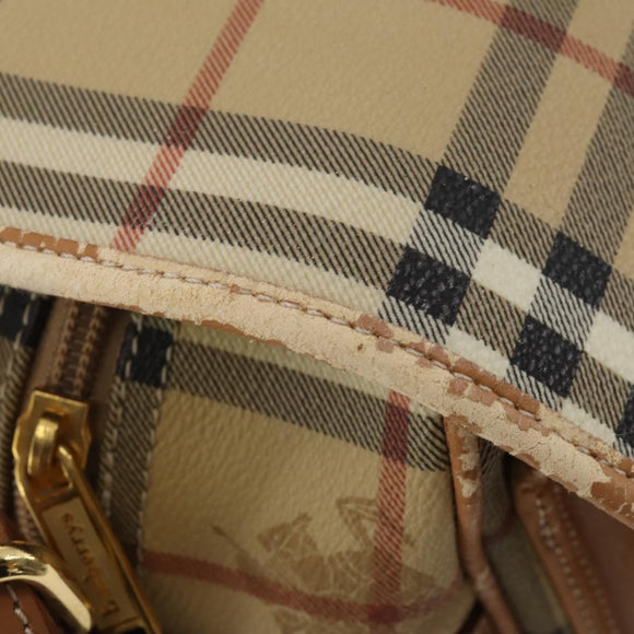 Burberrys Nova Check Shoulder Bag PVC Leather Beige Gold Tone Auth BA14999