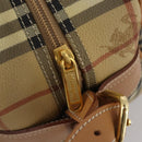 Burberrys Nova Check Shoulder Bag PVC Leather Beige Gold Tone Auth BA14999-19