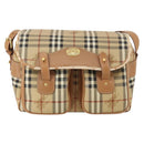 Burberrys Nova Check Shoulder Bag PVC Leather Beige Gold Tone Auth BA14999-13