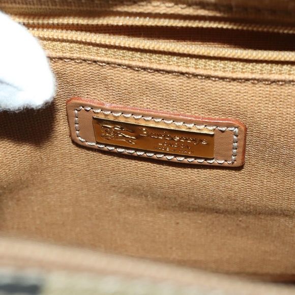 Burberrys Nova Check Shoulder Bag PVC Leather Beige Gold Tone Auth BA14999