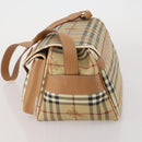 Burberrys Nova Check Shoulder Bag PVC Leather Beige Gold Tone Auth BA14999-3