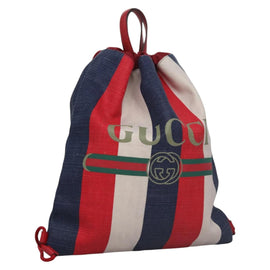 GUCCI Backpack Canvas Red Navy 473872 Auth BA150