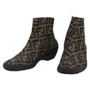 FENDI Zucca Canvas Short Boots Brown Black Auth BA15000A-1