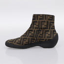 FENDI Zucca Canvas Short Boots Brown Black Auth BA15000A-14