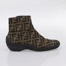FENDI Zucca Canvas Short Boots Brown Black Auth BA15000A-15