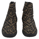 FENDI Zucca Canvas Short Boots Brown Black Auth BA15000A-2