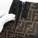 FENDI Zucca Canvas Short Boots Brown Black Auth BA15000A-21