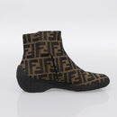FENDI Zucca Canvas Short Boots Brown Black Auth BA15000A-4