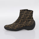 FENDI Zucca Canvas Short Boots Brown Black Auth BA15000A-5