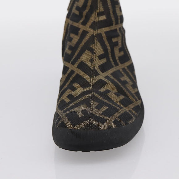 FENDI Zucca Canvas Short Boots Brown Black Auth BA15000A