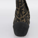 FENDI Zucca Canvas Short Boots Brown Black Auth BA15000A-7