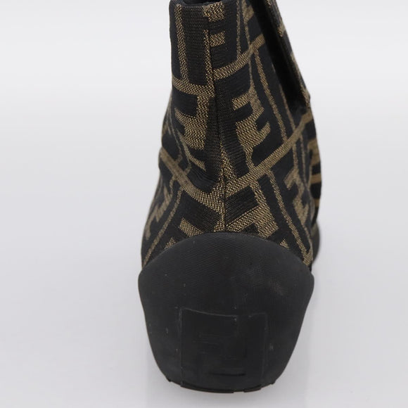 FENDI Zucca Canvas Short Boots Brown Black Auth BA15000A