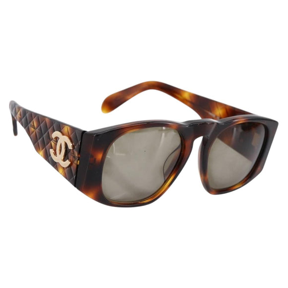 CHANEL Tortoise Sunglasses Plastic Brown Gold Tone CC Auth BA15019