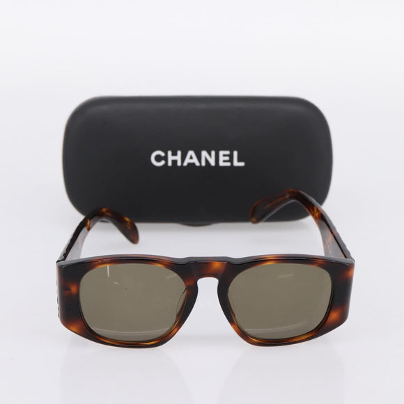 CHANEL Tortoise Sunglasses Plastic Brown Gold Tone CC Auth BA15019