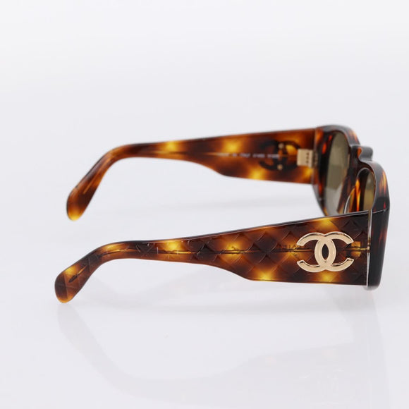CHANEL Tortoise Sunglasses Plastic Brown Gold Tone CC Auth BA15019