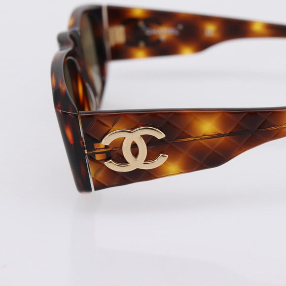 CHANEL Tortoise Sunglasses Plastic Brown Gold Tone CC Auth BA15019