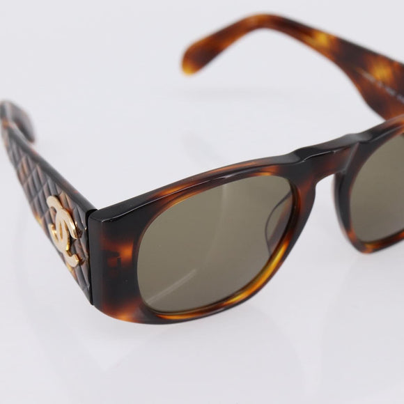CHANEL Tortoise Sunglasses Plastic Brown Gold Tone CC Auth BA15019