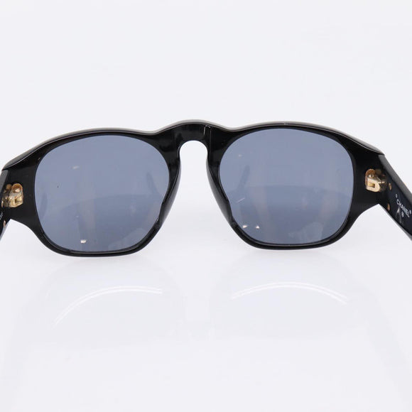 CHANEL Sunglasses Plastic Black Gold Tone CC Auth BA15021