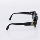 CHANEL Sunglasses Plastic Black Gold Tone CC Auth BA15021-4