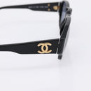 CHANEL Sunglasses Plastic Black Gold Tone CC Auth BA15021-5