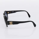CHANEL Sunglasses Plastic Black Gold Tone CC Auth BA15021-6