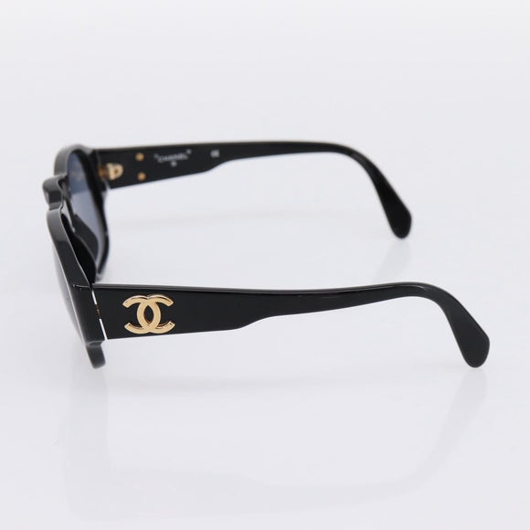 CHANEL Sunglasses Plastic Black Gold Tone CC Auth BA15021