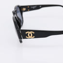 CHANEL Sunglasses Plastic Black Gold Tone CC Auth BA15021-7