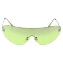 CHANEL Rimless Sunglasses Metal Green Silver CC Auth BA15023M-2