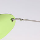 CHANEL Rimless Sunglasses Metal Green Silver CC Auth BA15023M-9