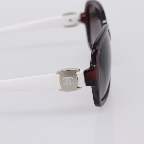 CHANEL Sunglasses Plastic White Silver CC Auth BA15024