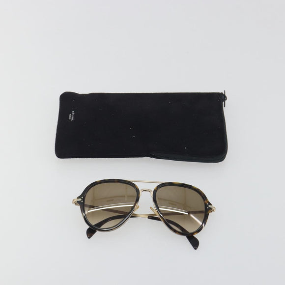 CELINE Sunglasses Plastic Tortoise Brown Gold Tone Auth BA15025V