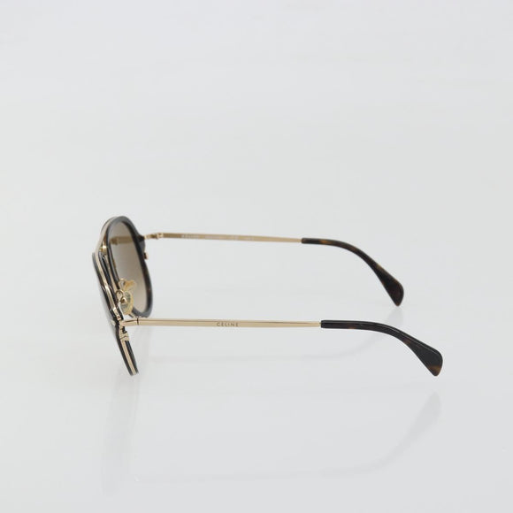 CELINE Sunglasses Plastic Tortoise Brown Gold Tone Auth BA15025V