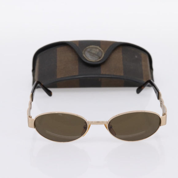 FENDI Sunglasses Metal Brown Gold Tone Auth BA15027