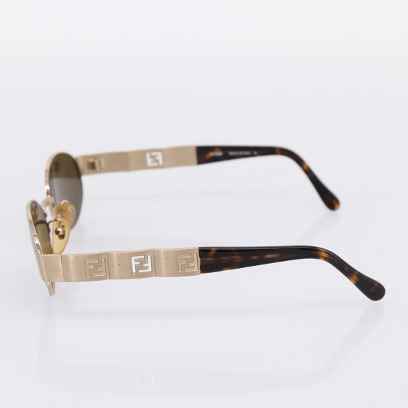 FENDI Sunglasses Metal Brown Gold Tone Auth BA15027
