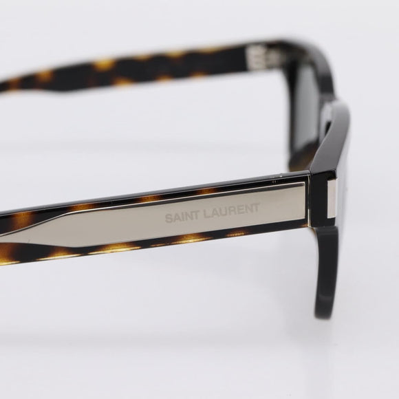 SAINT LAURENT Tortoise Sunglasses Plastic Brown Silver Auth BA15028A