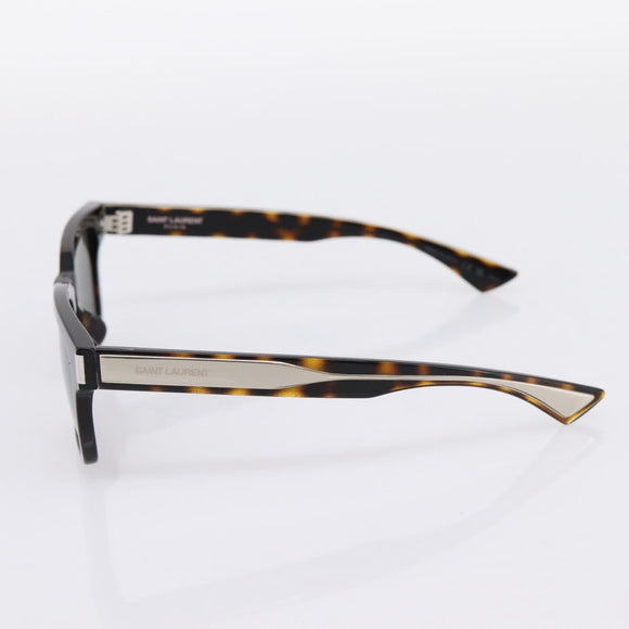 SAINT LAURENT Tortoise Sunglasses Plastic Brown Silver Auth BA15028A