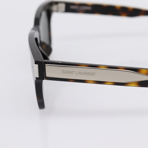 SAINT LAURENT Tortoise Sunglasses Plastic Brown Silver Auth BA15028A