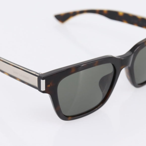 SAINT LAURENT Tortoise Sunglasses Plastic Brown Silver Auth BA15028A