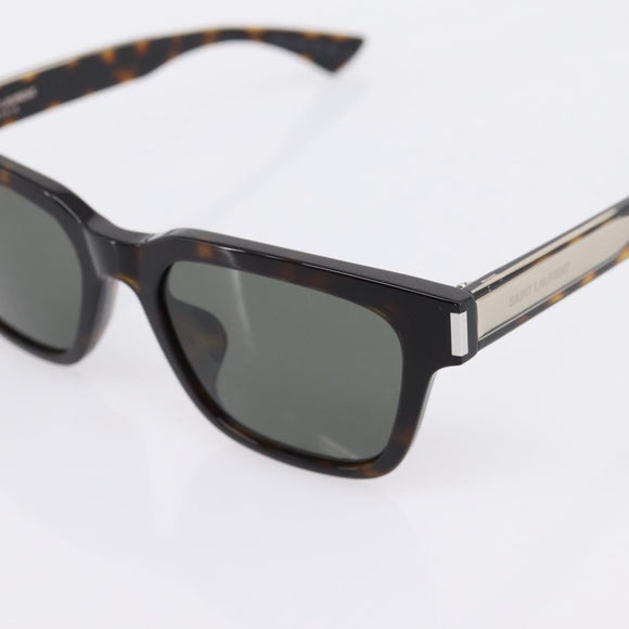 SAINT LAURENT Tortoise Sunglasses Plastic Brown Silver Auth BA15028A