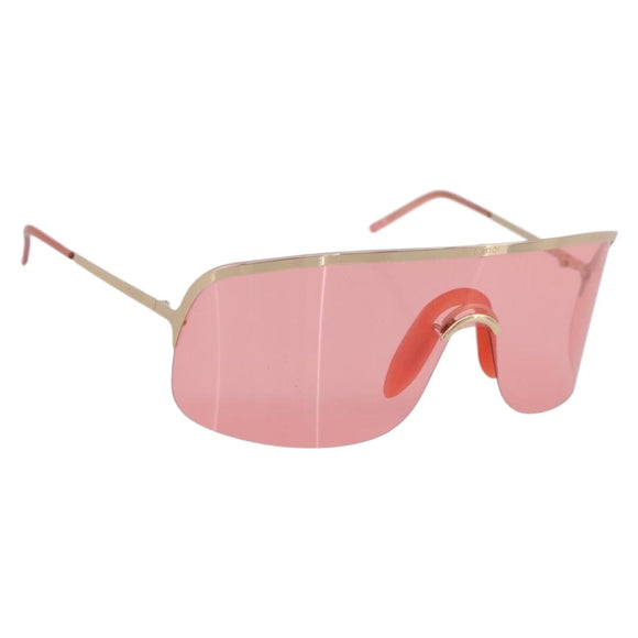 GUCCI Rimless Sunglasses Metal Red Gold Tone Auth BA15030