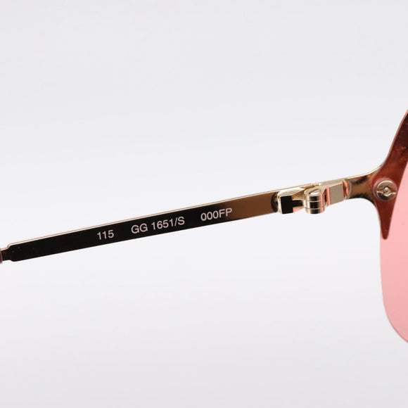GUCCI Rimless Sunglasses Metal Red Gold Tone Auth BA15030